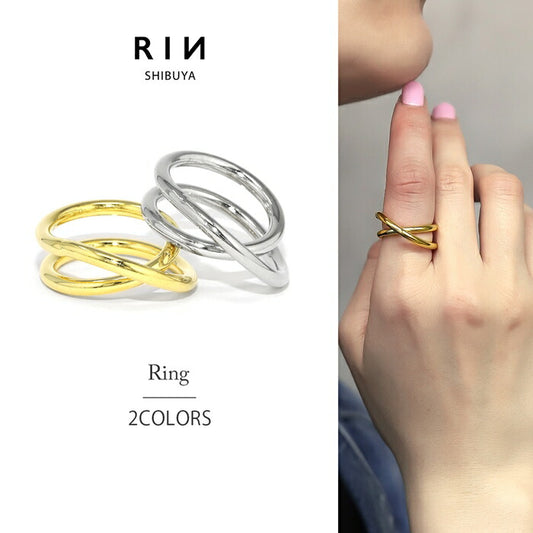 ring-92 リング 指輪 ゆびわ レディース シルバー ゴールド シンプル ツイストリング クロスリング サークルリング 18k 18金 12号 金属アレルギー 重ね付け 重ねづけ ロジウムコーティング ファッションリング ゴールドリング シルバーリング 大人 細い 凛