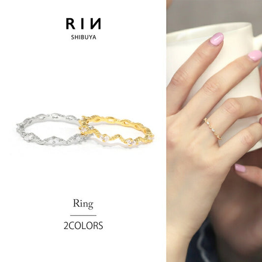 ring-93 リング 指輪 ゆびわ レディース シルバー ゴールド シンプル 18k 18金 5号 9号 11号 金属アレルギー ジグザグ ジャギー ロジウムコーティング ファッションリング ゴールドリング シルバーリング 大人 細い 細め 華奢 キュービックジルコニア 凛