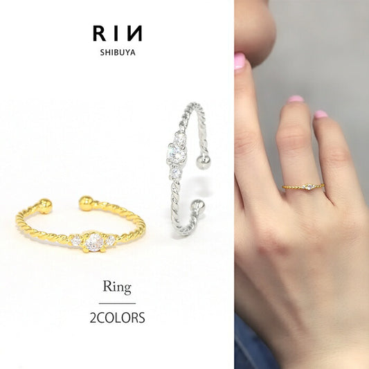 ring-94 リング 指輪 ゆびわ レディース ピンキーリング シルバー ゴールド シンプル 18k 18金 5号 11号 金属アレルギー ロジウムコーティング ファッションリング ゴールドリング シルバーリング 大人 細い キュービックジルコニア 凛