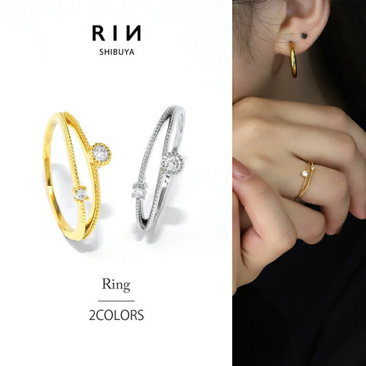ring-97 指輪 リング 16K 5号 9号 11号 13号 真鍮 金属アレルギー 低アレルギー ロジウム ニッケルフリー レディース 女性 大人 仕事 オフィス きれい かわいい おしゃれ キラキラ エレガンス シンプル 上品 シルバー ゴールド 普段使い 凛
