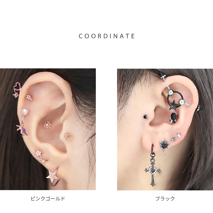 s2f-113-83 ボディピアス 18G 16G 14G リング 軟骨ピアス かわいい キャッチ チャーム サージカルステンレス 金属アレルギー対応 星 スター キャプティブビーズリング つけっぱなし リングピアス メンズ フープ フープピアス 軟骨 ピアス オービタル