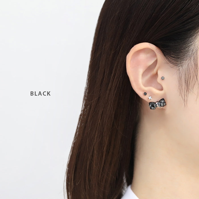 s2f-33-11-gd【全品送料無料】 軟骨ピアス 14G 16G ボディピアス かわいい キャッチ チャーム サージカルステンレス 金属アレルギー対応 リボン りぼん キラキラ おしゃれ ストレートバーベル アウターコンク ファーストピアス セカンドピアス メンズ 軟骨 ピアス ボディーピアス