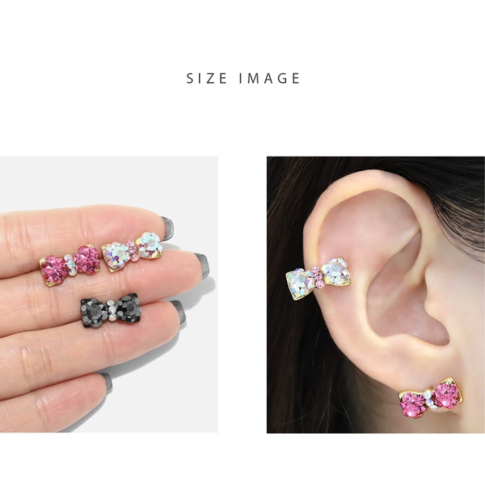 s2f-33-11-gd【全品送料無料】 軟骨ピアス 14G 16G ボディピアス かわいい キャッチ チャーム サージカルステンレス 金属アレルギー対応 リボン りぼん キラキラ おしゃれ ストレートバーベル アウターコンク ファーストピアス セカンドピアス メンズ 軟骨 ピアス ボディーピアス