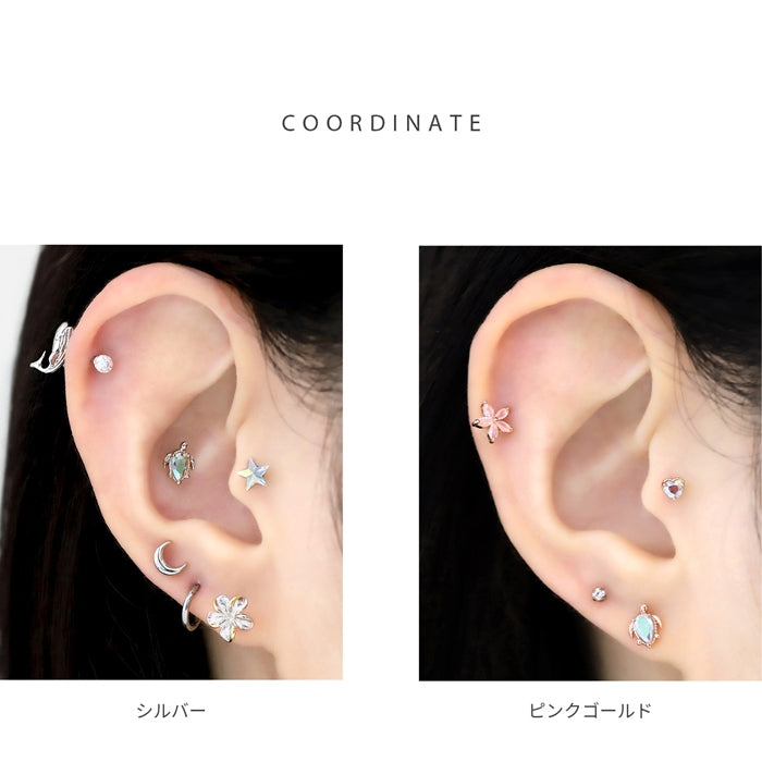 t1501-182 軟骨ピアス かわいい 16G ボディピアス 三日月 クレセント ムーン ジルコニア キラキラ ストレートバーベル ピアス サージカルステンレス 片耳用
