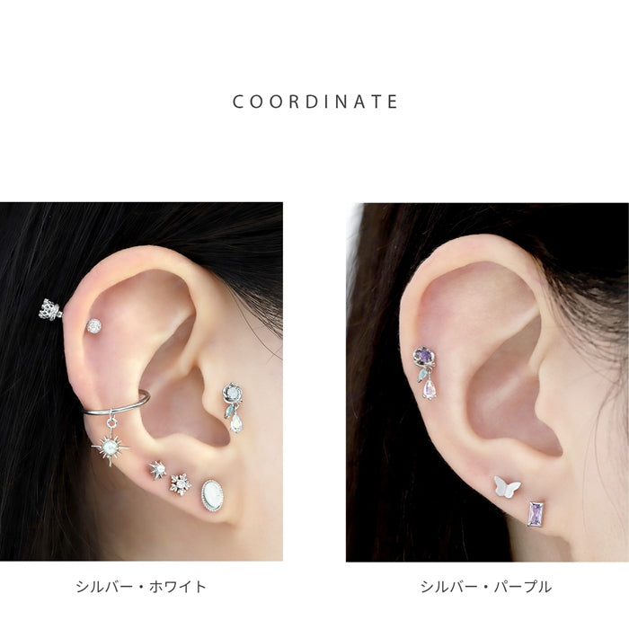 t1501-182 軟骨ピアス かわいい 16G ボディピアス 三日月 クレセント ムーン ジルコニア キラキラ ストレートバーベル ピアス サージカルステンレス 片耳用