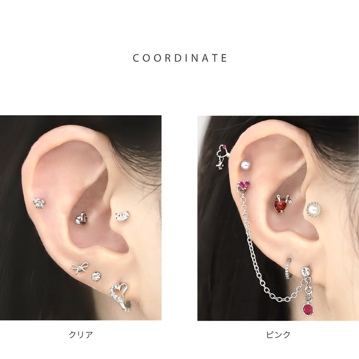 t1501-138 軟骨ピアス 16G ボディピアス かわいい キャッチ チャーム サージカルステンレス 金属アレルギー対応 ハート ジュエル キラキラ ストレートバーベル  軟骨用 メンズ 軟骨 ピアス ボディーピアス