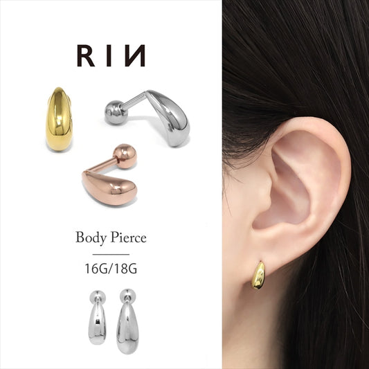 t8112-8 ボディピアス 軟骨ピアス 16G 18G ティアドロップ ハーフフープ 金属アレルギー対応 つけっぱなし レディース しずく ドロップピアス 雫 オールステンレス シルバー ゴールド ピンクゴールド お出かけ 人気 デイリー 日常使い 通勤 プレゼント 片耳用