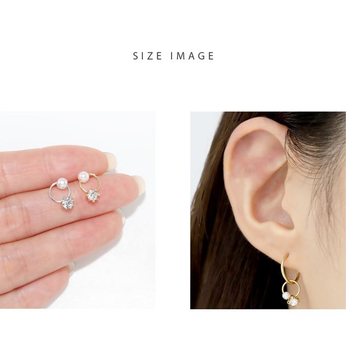 t8262-103-c チャーム 軟骨ピアス パーツ ボディピアス リング型 14G 16G 18G かわいい ジュエル パール リング カスタマイズ パーティ お出かけ ランチ会 デート フォーマル 片耳用