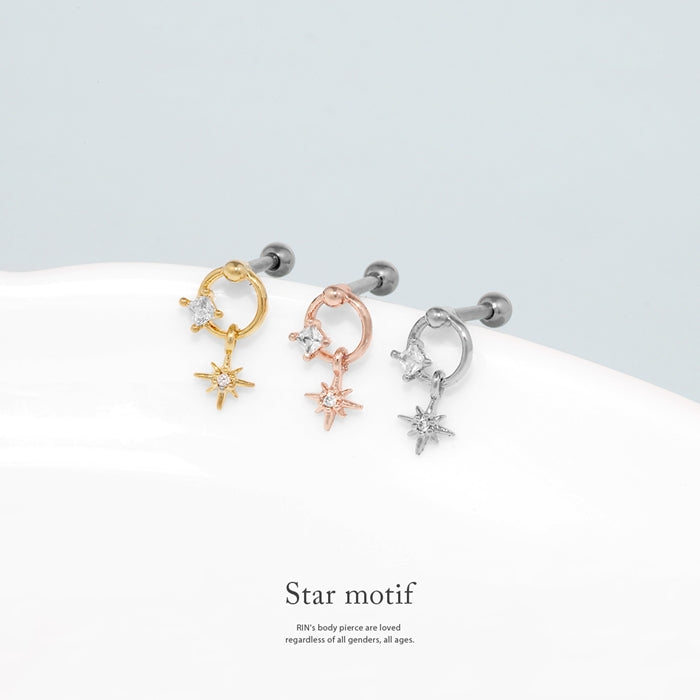 t9192-002 16G スプラッシュスター ジュエル 星チャーム ストレートバーベル 片耳用