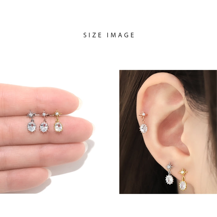 ★t9192-027 ボディピアス 16G 軟骨ピアス ピアス ジュエル チャーム付 シルバー ゴールド ピンクゴールド キュービックジルコニア ストレートバーベル サージカルステンレス ピアス