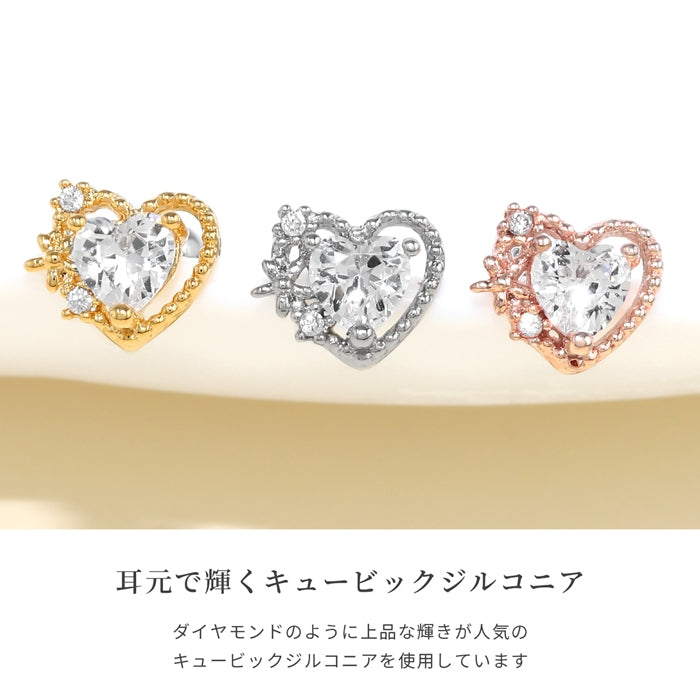 ★ t9192-030 軟骨ピアス 16G ボディピアス ハート ジュエル キュービックジルコニア かわいい ストレートバーベル ピアス サージカルステンレス 片耳用