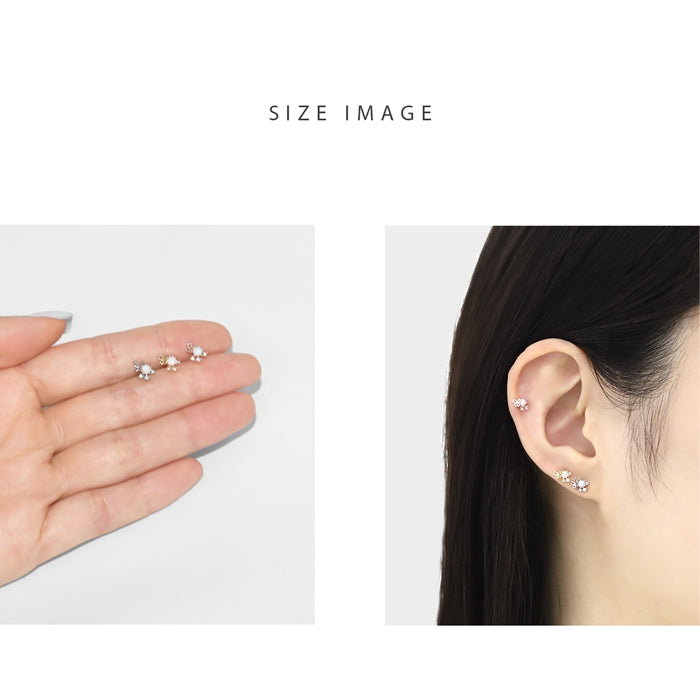 t9192-054 軟骨ピアス 16G ボディピアス かわいい キャッチ チャーム サージカルステンレス 金属アレルギー対応 蝶 蝶々 バタフライ ジュエル オーロラ おしゃれ キラキラ ストレートバーベル 片耳用