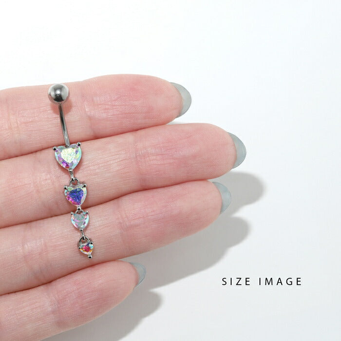 t9312-31 へそピアス ボディピアス 軟骨ピアス 16G 金属アレルギー対応 金属アレルギー サージカルステンレス バナナバーベル へそピ つけっぱなし ハート ポイント キュート チャームポイント レディース 女性 シンプル オシャレ かわいい 揺れる シルバー 普段使い