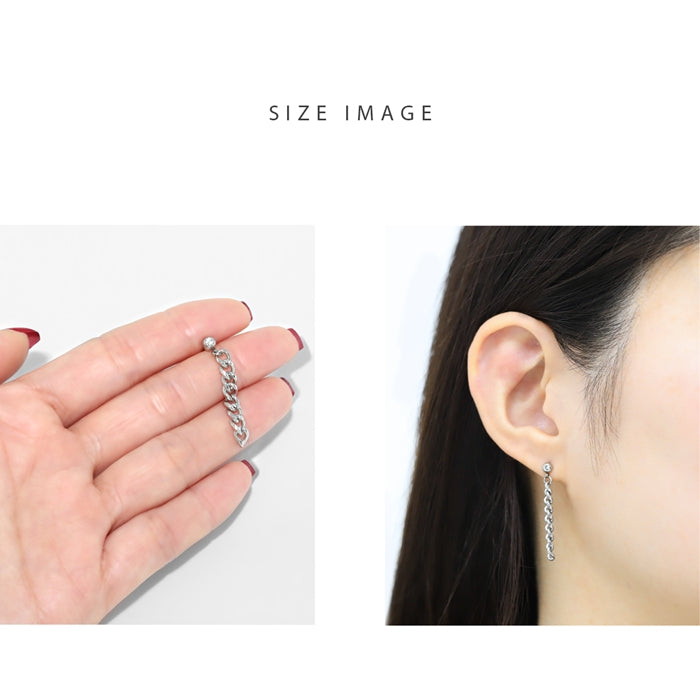 t951-0027 軟骨ピアス 16G ボディピアス チェーン スタイリッシュ シルバー ステンレス つけっぱなしストレートバーベル 16ゲージ ピアス サージカルステンレス 片耳用