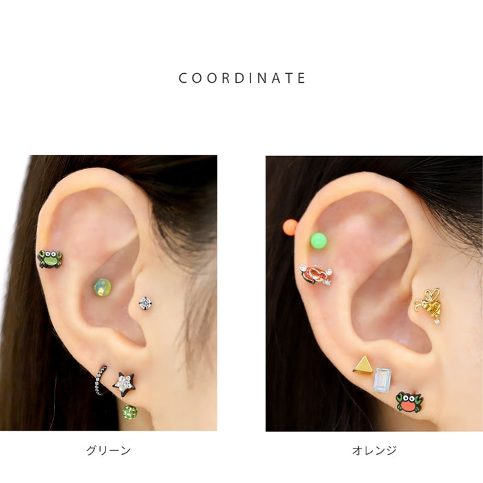 t951-0032 軟骨ピアス 金属アレルギー 16G ボディピアス カニ サージカルステンレス ブラック カワイイ ポップ かわいい おもしろ レディース メンズ カジュアル 軟骨 なんこつぴあす セカンドピアス 片耳用