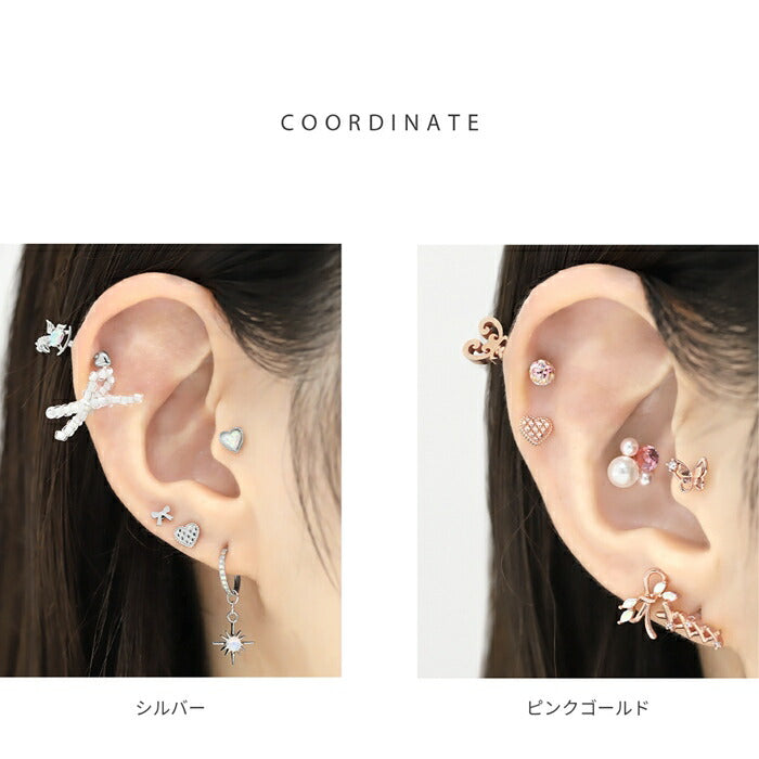 t9972-007 ボディピアス 16G 軟骨ピアス 金属アレルギー対応 サージカルステンレス つけっぱなし ストレートバーベル ユニセックス ハート メタルハート キルティング シルバー ゴールド ピンクゴールド かわいい デイリー 大人女子 ギフト 人気 片耳用