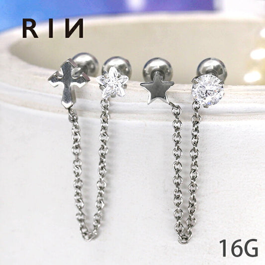【全品送料無料】 軟骨 ピアス ボディピアス 16G かわいい 軟骨ピアス 星 スター クロス 16ゲージ 十字 立爪 ジュエル チェーン 宝石 ボディーピアス サージカルステンレス ピアス 十字架 シルバー ヘリックス キラキラ 上品 個性 軟骨 ピアス