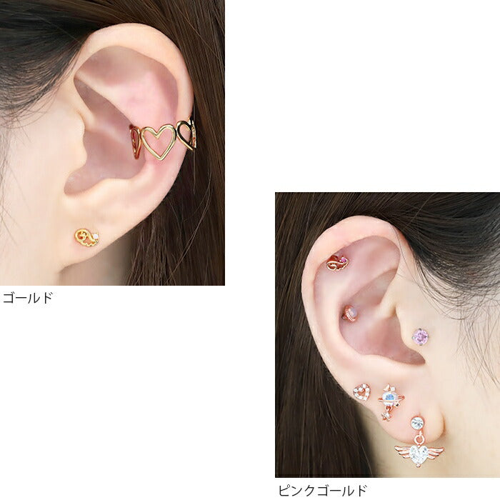 ▲軟骨ピアス ボディピアス 16G ピアス 金属アレルギー サージカルステンレス ストレートバーベル 天使 翼 羽 シルバー ゴールド ピンクゴールド ジュエル つけっぱなしピアス ステンレスピアス セカンドピアス シンプル かわいい ヘリックス 耳たぶ 軟骨用 片耳用