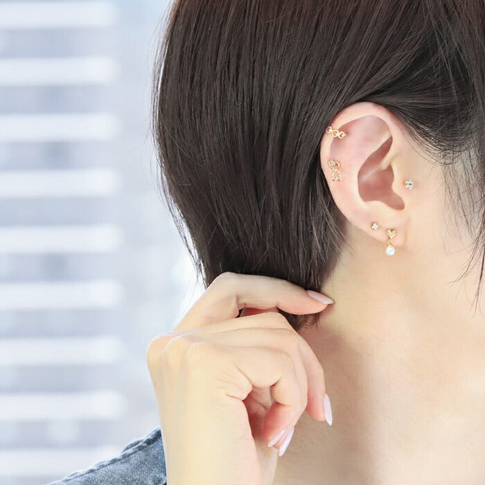 d-026 ボディピアス 軟骨ピアス 16G ハート ピアス 金属アレルギー つけっぱなし サージカルステンレス ストレートバーベル シルバー ゴールド ピンクゴールド レディース キャッチ キラキラ セカンドピアス シンプル 片耳用