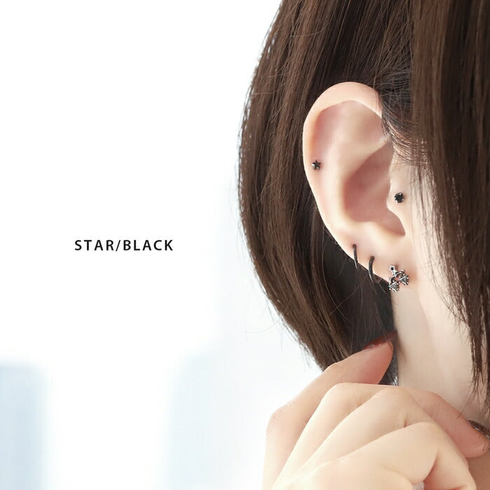 d-039 ボディピアス 18G 軟骨ピアス つけっぱなし ヘリックス ヘリックスピアス サージカルステンレス 金属アレルギー 金属アレルギー対応 星 稲妻  トラガス ピアス ファーストピアス メンズ ストレートバーベル  片耳用