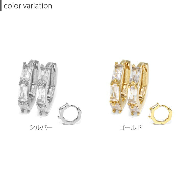 fp-046 ピアス 18k 18金 金属アレルギー フープ リング つっけぱなし キャッチレス ニッケルフリー 18kコーティング レディース セカンドピアス シンプル シルバー ゴールド キラキラ キュービックジルコニア ロジウムコーティング 上品 きれいめ 耳たぶ 【両耳用・2個売り】