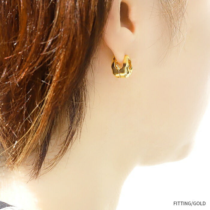 fp-072 ピアス 18k 18金 金属アレルギー フープ 楕円 つけっぱなし キャッチレス ワンタッチ ニッケルフリー 18kコーティング レディース セカンドピアス リング 変形 シンプル シルバー ゴールド 大人 上品 かわいい きれいめ 耳たぶ 【両耳用・2個売り】