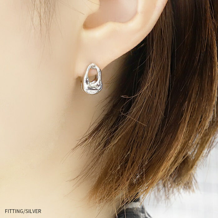 fp-072 ピアス 18k 18金 金属アレルギー フープ 楕円 つけっぱなし キャッチレス ワンタッチ ニッケルフリー 18kコーティング レディース セカンドピアス リング 変形 シンプル シルバー ゴールド 大人 上品 かわいい きれいめ 耳たぶ 【両耳用・2個売り】