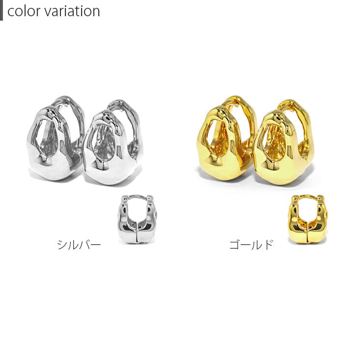 fp-072 ピアス 18k 18金 金属アレルギー フープ 楕円 つけっぱなし キャッチレス ワンタッチ ニッケルフリー 18kコーティング レディース セカンドピアス リング 変形 シンプル シルバー ゴールド 大人 上品 かわいい きれいめ 耳たぶ 【両耳用・2個売り】