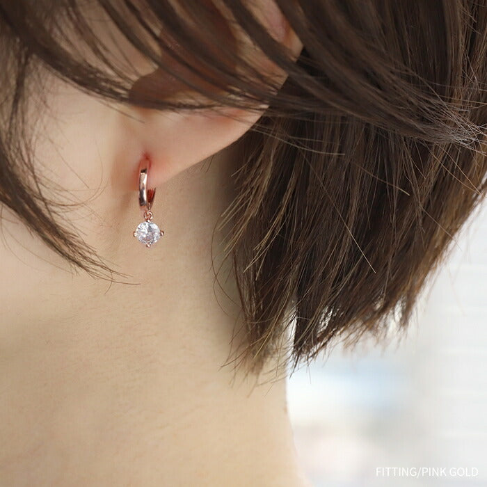 fp-085 ピアス 金属アレルギー キャッチレス フープピアス リングピアス ニッケルフリー 18k 18金 18kコーティング レディース セカンドピアス シンプル ワンタッチピアス シルバー ゴールド ピングゴールド かわいい 上品 耳たぶ ジュエル 【両耳用・2個売り】