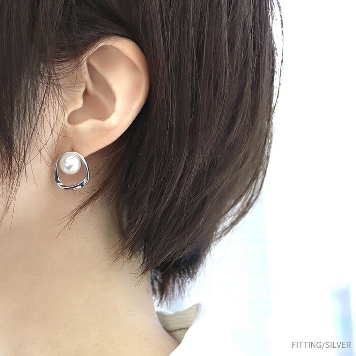 fp-090 ピアス 金属アレルギー パール パールピアス 一粒 16金 16k 16kコーティング レディース セカンドピアス シンプル シルバー ゴールド ロジウムコーティング ニッケルフリー かわいい 耳たぶ 【両耳用・2個売り】