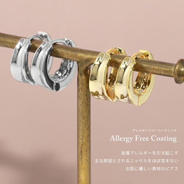 fp-096 ピアス リングピアス 金属アレルギー レディース フープ サークル キャッチレス シルバー ゴールド ニッケルフリー ロジウムコーティング 18kコーティング おしゃれ かわいい シンプル 上品  耳たぶ 【両耳用・2個売り】