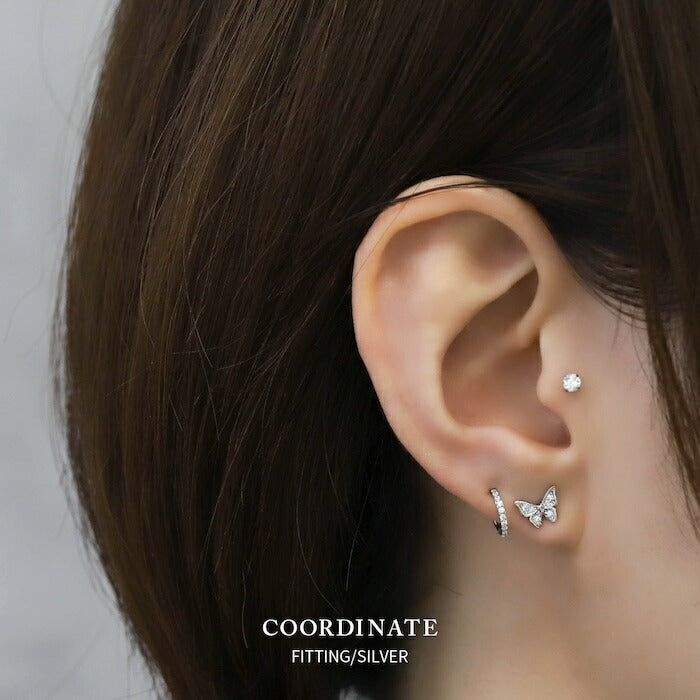 ★fp-123 ピアス 金属アレルギー 18k 18金 蝶 蝶々 つけっぱなし 18kコーティング レディース シンプル シルバー ゴールド おしゃれ かわいい キュービックジルコニア きれいめ かわいい 普段使い 耳たぶ ロジウムコーティング セット 【両耳用・2個売り】