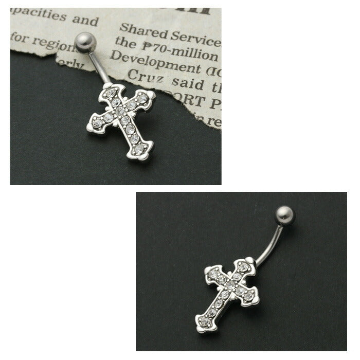 【金属アレルギー対応】 へそピアス ボディピアス 軟骨ピアス 14G つけっぱなし キャッチ サージカルステンレス ファーストピアス セカンドピアス シルバー クロス 十字架 スタイリッシュ ジュエル メンズ レディース ボディーピアス 片耳用 凛 RIN