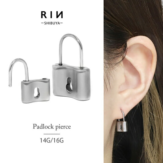 h1132-272 軟骨ピアス 14G 16G ボディピアス かわいい サージカルステンレス 金属アレルギー対応 南京錠 鍵 鍵穴 キー ボディピ おしゃれ アクセサリー 軟骨 ピアス ボディーピアス