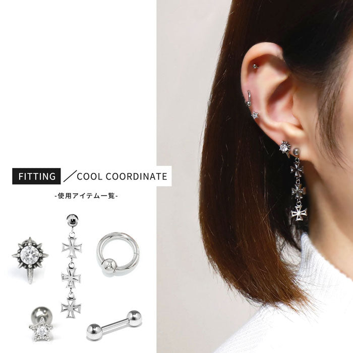 ★16g h1132-276 ボディピアス キャッチレス 16G 14G 軟骨ピアス 18G つけっぱなし サージカルステンレス 金属アレルギー対応 かわいい 可愛い ワンタッチ キャプティブビーズリング メンズ ファーストピアス セカンドピアス シンプル 片耳用 オービタル ヘリックス