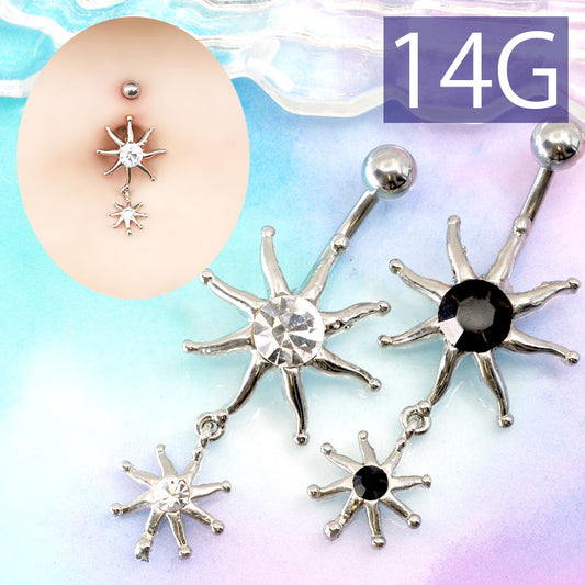 【金属アレルギー対応】 へそピアス シンプル ボディピアス 軟骨ピアス 14G キャッチ チャーム サージカルステンレス ファーストピアス セカンドピアス シルバー ブラック 太陽 ジュエル メンズ レディース ボディーピアス メンズ 片耳用 凛 RIN