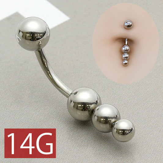 【金属アレルギー対応】 へそピアス かわいい 14G ボディピアス ボール トリプル シンプル 14ゲージ バナナバーベル サージカルステンレス 耳 ファーストピアス セカンドピアス へそピアス0493