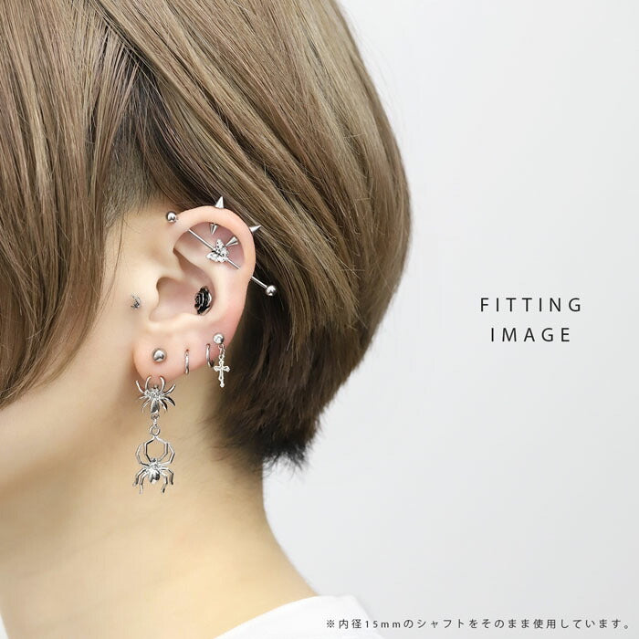 h752-70 ボディピアス 軟骨ピアス 16G インダストリアルピアス 蝶 蝶々 バタフライ サージカルステンレス 金属アレルギー対応 金属アレルギー ストレートバーベル ロングバーベル つけっぱなし メンズ レディース ヘリックス ヘリックスピアス 片耳用