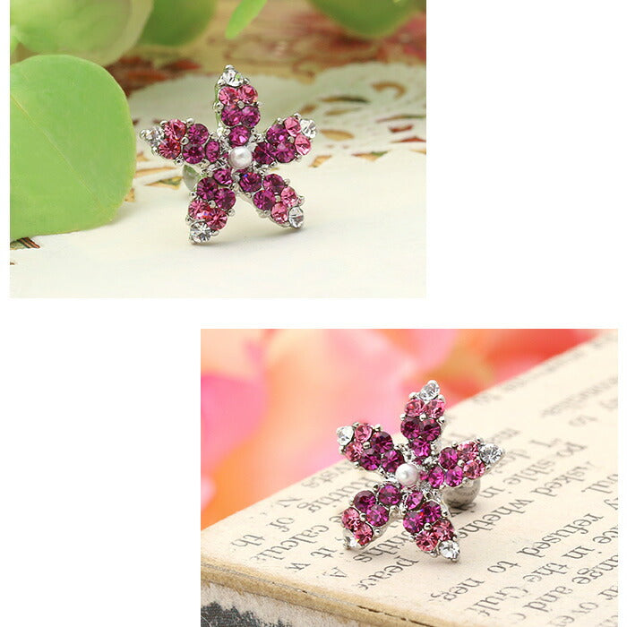 【廃盤】 軟骨ピアス 16G ボディピアス 花 ジュエル ピンク ピアス ストレートバーベル 耳
