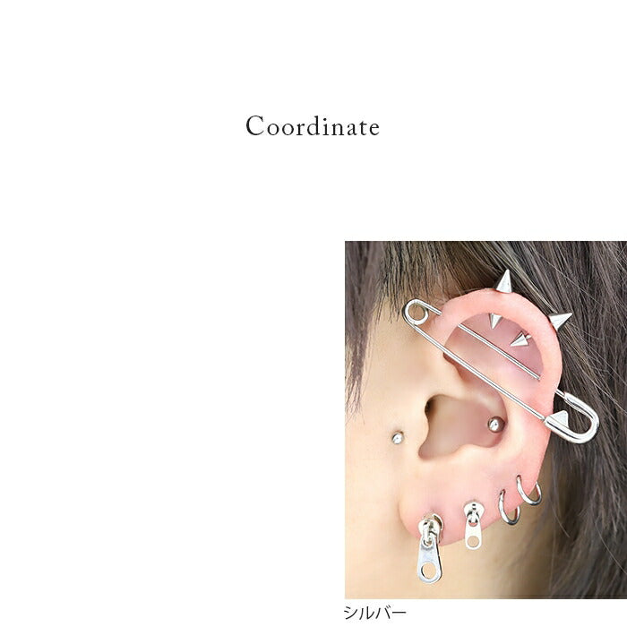 j1181-146 ボディピアス 16G 軟骨ピアス ジッパーピアス ファスナー ピアス チャック  サージカルステンレス 金属アレルギー対応 キャッチレス ステレンスピアス メンズ レディース シルバー ゴールド ブラック ストレートバーベル PVD コーティング 耳たぶ 片耳用
