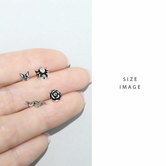 ★j1661-1 ボディピアス ピアス 16G 軟骨ピアスへび ヘビ 金属アレルギー 金属アレルギー対応 キャッチレス つけっぱなし サージカルステンレス ステンレス シルバ- セカンドピアス ファーストピアス かわいい ヘリックス トラガス 大人 上品 耳たぶ 片耳用