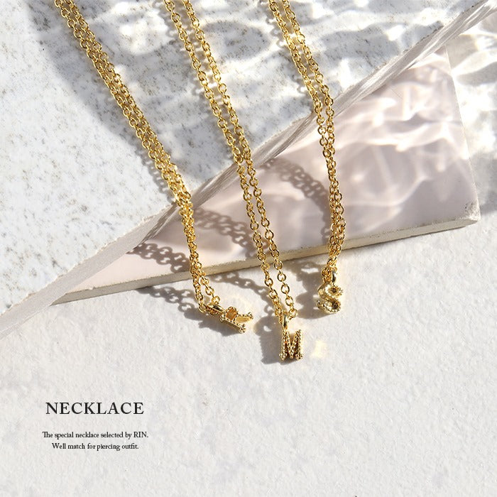 nec-12 ネックレス レディース チェーン ゴールド 金属アレルギー対応 ニッケルフリー ペンダント シンプル 18k 18金 k18 あずきチェーン アルファベット イニシャル アジャスター カニカン アクセサリー ジュエリー 18kコーティング かわいい おしゃれ 上品 凛