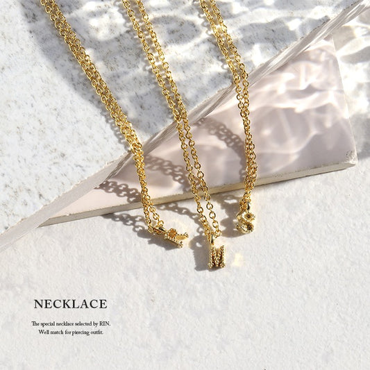 nec-12 ネックレス レディース チェーン ゴールド 金属アレルギー対応 ニッケルフリー ペンダント シンプル 18k 18金 k18 あずきチェーン アルファベット イニシャル アジャスター カニカン アクセサリー ジュエリー 18kコーティング かわいい おしゃれ 上品 凛