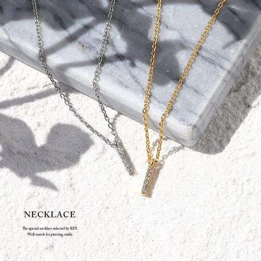 nec-20 ネックレス ペンダント マグネット チェーン レディース シルバー ゴールド 金属アレルギー対応 シンプル 18k 18金 k18 マグネットクラスプ あずきチェーン 小豆 アクセサリー ジュエリー 18kコーティング キュービックジルコニア かわいい 大人 上品 凛