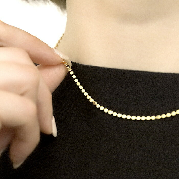 ▲ nec-2 ネックレス 金属アレルギー対応 チェーン レディース メンズ シルバー ゴールド チェーンのみ シンプル 18k 18金 k18 ボールチェーン アジャスター カニカン アクセサリー ジュエリー  ロジウムコーティング 18kコーティング かわいい おしゃれ 上品 華奢