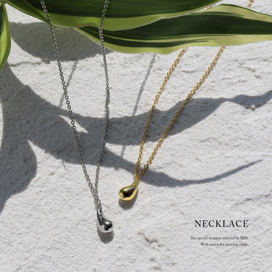 nec-35 ネックレス レディース チェーン チェーンネックレス しずく 雫 シンプル 16k 16kコーティング アクセサリー 大ぶり ロジウムコーティング カジュアル シルバー ゴールド ドロップ 結婚式 かわいい おしゃれ 大人 上品 フォーマル 冠婚葬祭 オケージョン 凛