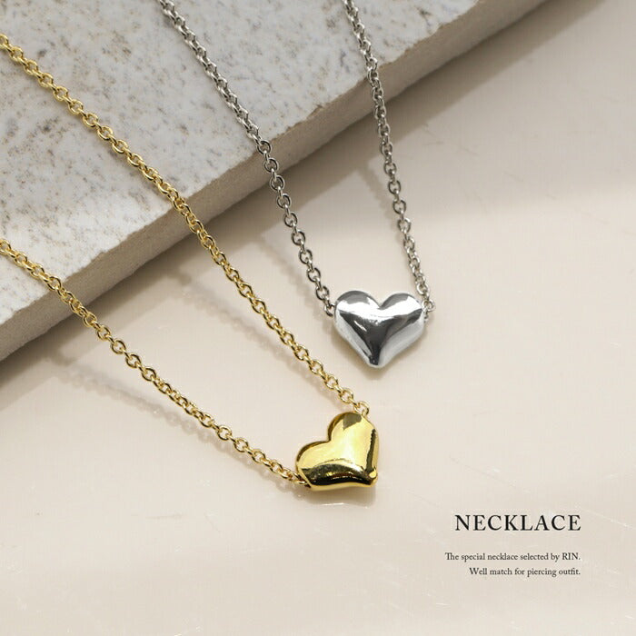 nec-37 ネックレス レディース チェーン チェーンネックレス ハート ハートネックレス シンプル 16k 16kコーティング アクセサリー 大ぶり ロジウムコーティング カジュアル シルバー ゴールド 結婚式 かわいい おしゃれ 大人 上品 フォーマル 冠婚葬祭 オケージョン 凛