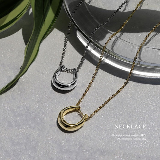 nec-38 ネックレス レディース チェーン チェーンネックレス 馬蹄 ホースシュー シンプル 16k 16kコーティング アクセサリー 大ぶり ロジウムコーティング カジュアル シルバー ゴールド 結婚式 かわいい おしゃれ 大人 上品 フォーマル 冠婚葬祭 オケージョン 凛