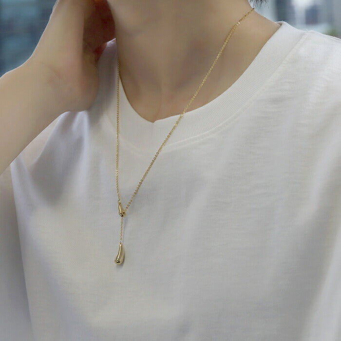 nec-39 ネックレス レディース チェーン チェーンネックレス シンプル 16k 16kコーティング ドロップ しずく 雫 アクセサリー 大ぶり ロジウムコーティング カジュアル シルバー ゴールド 結婚式 かわいい おしゃれ 大人 上品 フォーマル 冠婚葬祭 オケージョン 凛