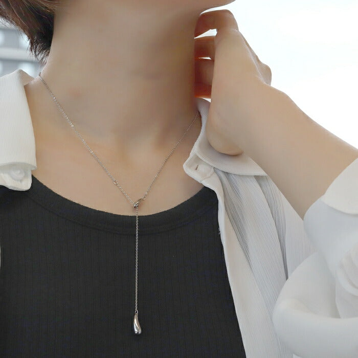 nec-39 ネックレス レディース チェーン チェーンネックレス シンプル 16k 16kコーティング ドロップ しずく 雫 アクセサリー 大ぶり ロジウムコーティング カジュアル シルバー ゴールド 結婚式 かわいい おしゃれ 大人 上品 フォーマル 冠婚葬祭 オケージョン 凛